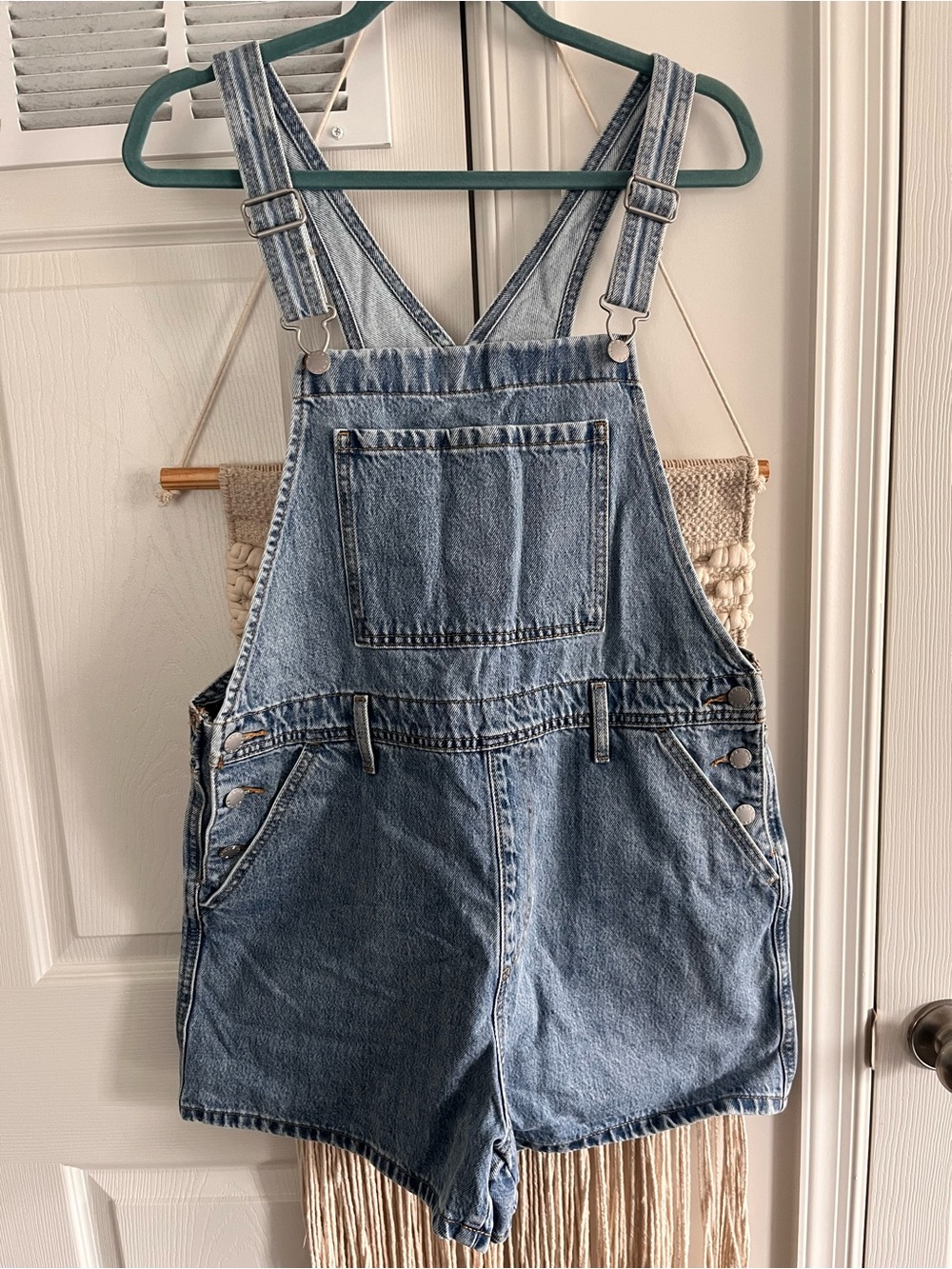 Parke Light Blue Denim Jean Short Overalls